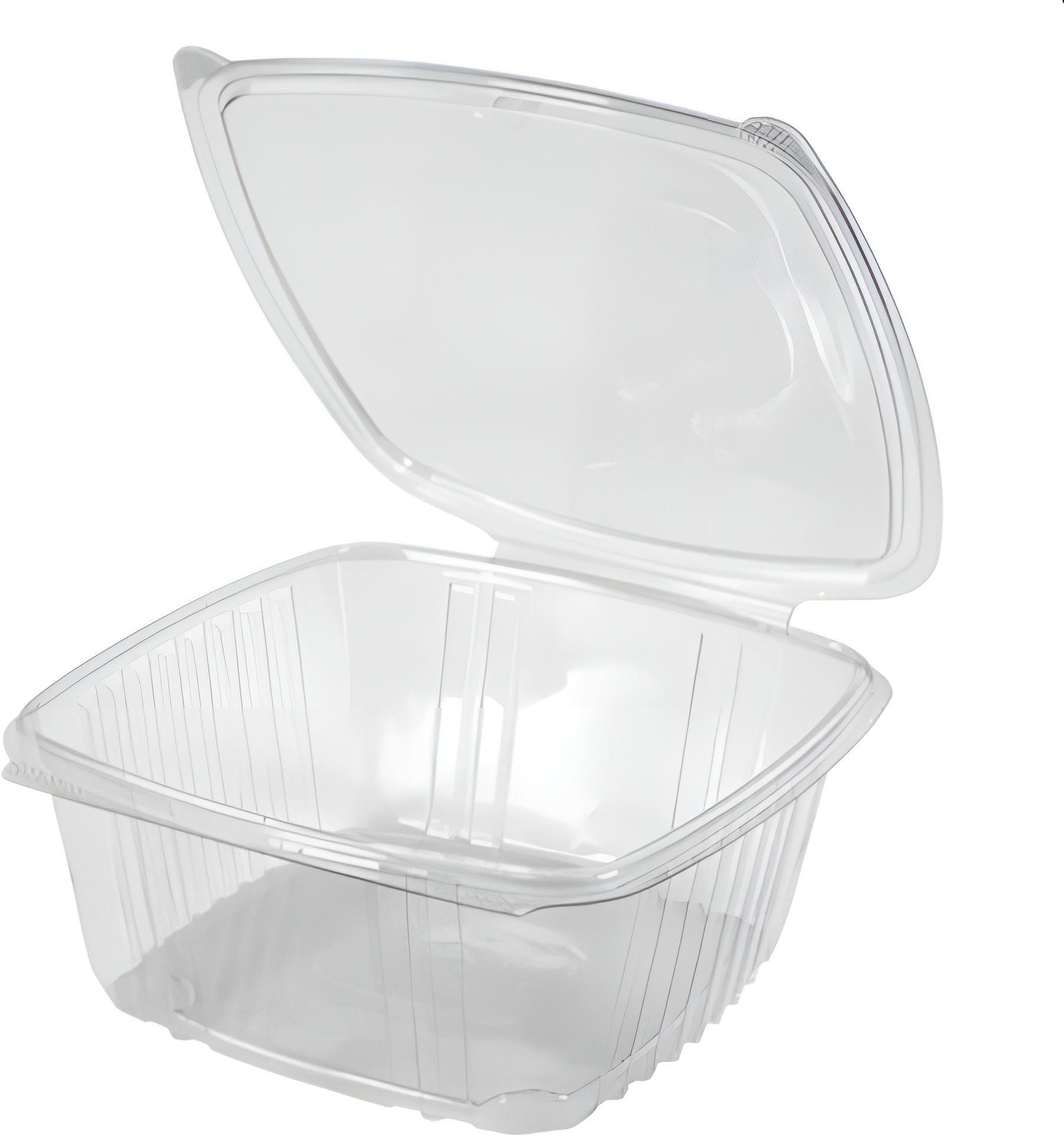 Genpak - 7.25" x 6.38" x 3", 32 Oz High Dome Plastic Hinged Container, 200/Cs - AD32F