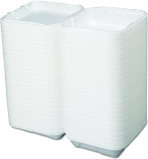 Genpak - 9.25" x 9.25" x 3" White Large Dinner Foam Hinged Container, Pack of 200 - SN200