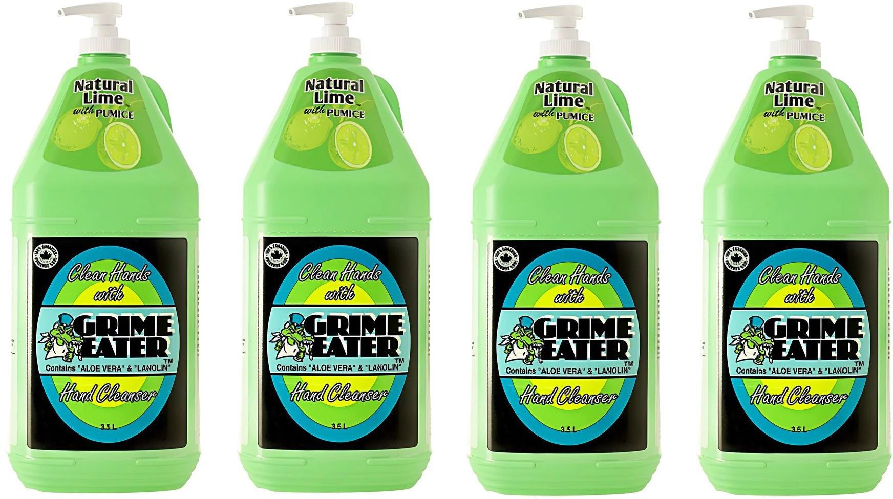 Grime Eater - 3.5 L Natural Lime Hand Cleaner with Pumice Jug (No Pump), Pack of 4 - 50-00