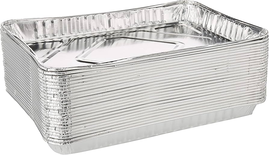 HFA - 16.44" x 11.63" x 1.25", 116 Oz 1/2 Sheet Full Curl Foil Cake Pan, Pack of 100 - 2063-55