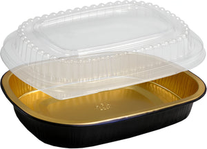 HFA - Gourmet-To-Go® Small Gold/Black Foil Containers with Lid, 100/Cs - 4201-55-100WDL