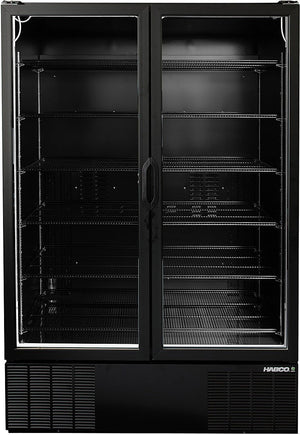 Habco - 54" Double Swing Glass Door Black Merchandiser Refrigerators - ESM49HCBATD