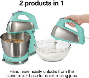 Hamilton Beach - 6 Speed Aqua Blue Classic Stand Mixer - 64658