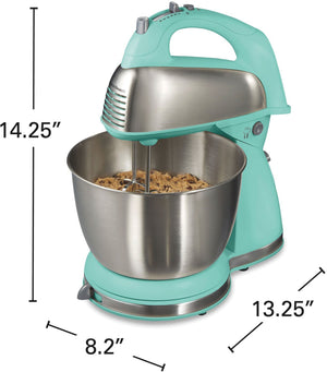 Hamilton Beach - 6 Speed Aqua Blue Classic Stand Mixer - 64658