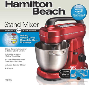 Hamilton Beach - 7 Speed 4 QT Metalic Red Stand Mixer - 63395