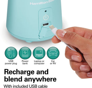 Hamilton Beach - Blend Now Portable Cordless Blender Aqua - 51182JC