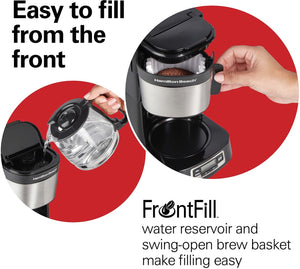 Hamilton Beach - FrontFill 5 Cup Compact Coffee Maker With Glass Carafe - 46111