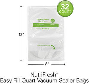 Hamilton Beach - NutriFresh Easy-Fill 1 QT Size Vacuum Sealer Bags - 78306