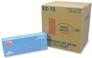 Handy Wacks - 15" x 10.75" Interfolded Dry Waxed Paper Deli Sheets, 500 Sheets/Box, 12 Boxes/Carton - EZ-15