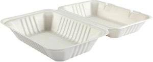 Hy-Pax - 9" X 6" 3" Bagasse Hinged Container, 200/Cs - HP-BAG-9CLM6-C