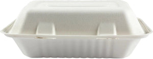 Hy-Pax - 9" X 6" 3" Bagasse Hinged Container, 200/Cs - HP-BAG-9CLM6-C