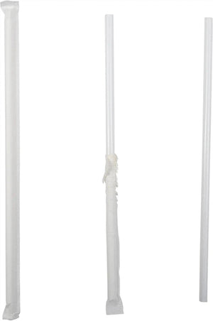 Hy-Stix - 8" Paper Wrapped White Milk Shake Straw with 6 mm Diameter, 400 Per Box - STR-MS-8WT-PW