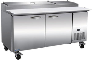 IKON - 71" Stainless Steel Two Section Pizza Prep Table with 4 Drawers & Removable Polyethylene Cutting Board - IPP71-4D