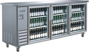 IKON - 73" Stainless Steel Back Bar Refrigerator with Two Glass Swing Doors - IBB73-3G-24SS