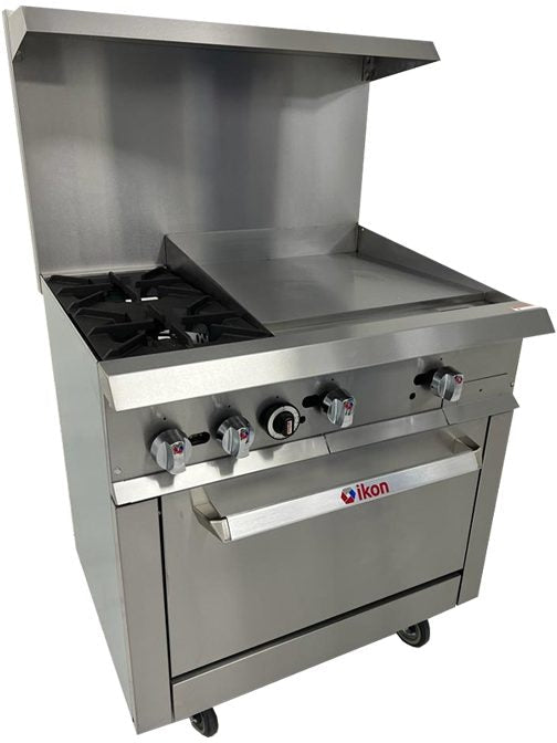 IKON COOKING - Gas Range 36" - 2 Burners - 24" Manual Griddle - IR-2B-24MG-36 (Available August - Order Now!)