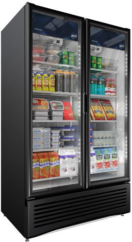 Imbera - 47″ Two Swing Door Glass Door Refrigerator with 37 Cu. Ft. (1050 L) Capacity, Black - 45249