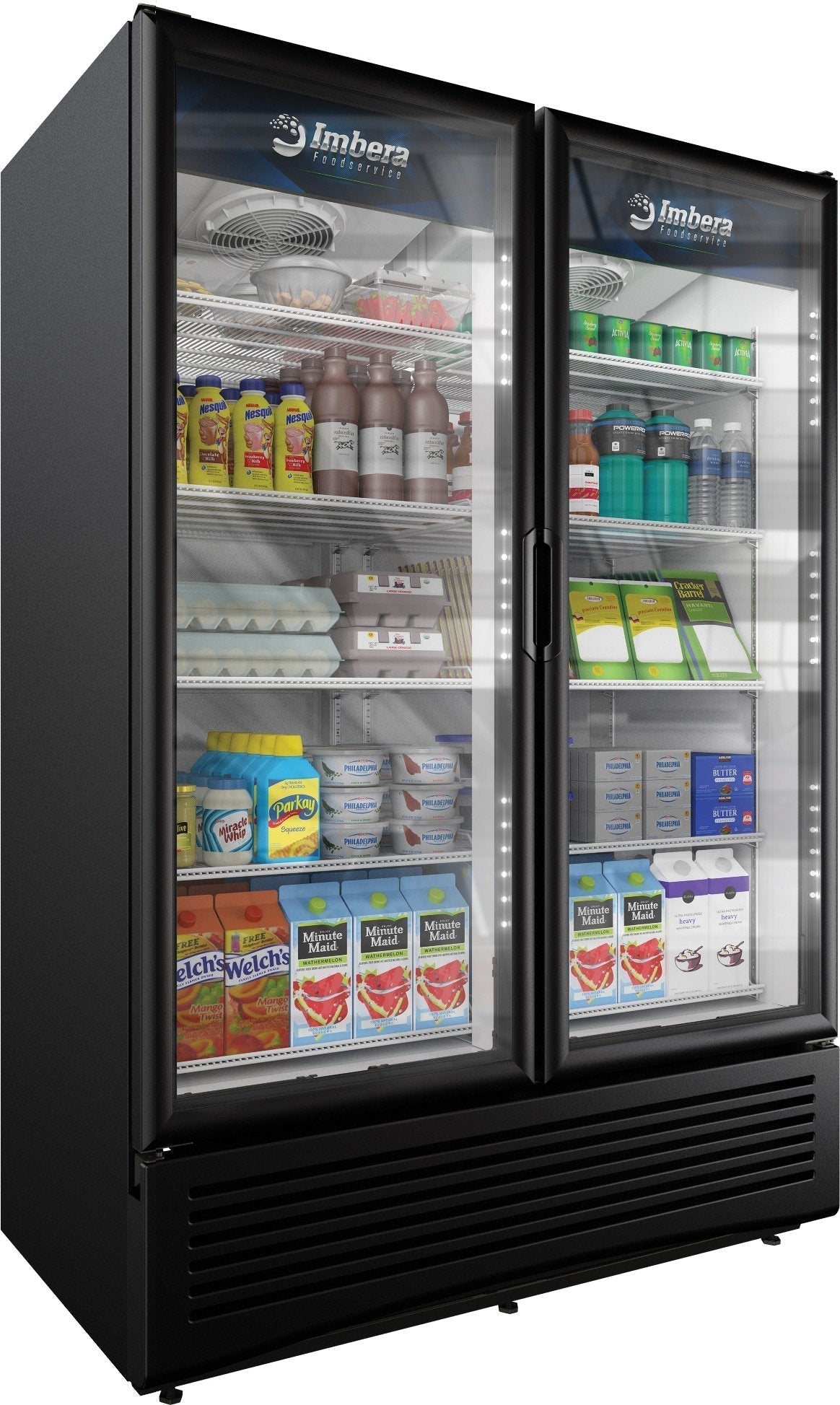 Imbera - 54” Elite Series Two Section Glass Door Refrigerator with 41 Cu.Ft. Capacity, Black - 41218