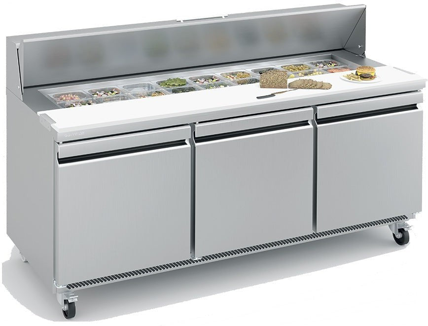 Infrico - 18 Pans 21 Ft. Three Section Sandwich/Salad Prep Table - IRT-UC72P