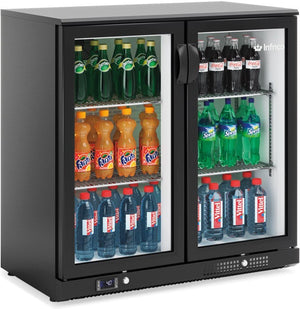 Infrico - 2 Glass Door Narrow Back Bar Cooler (Black) - IMD-ERV25 GD