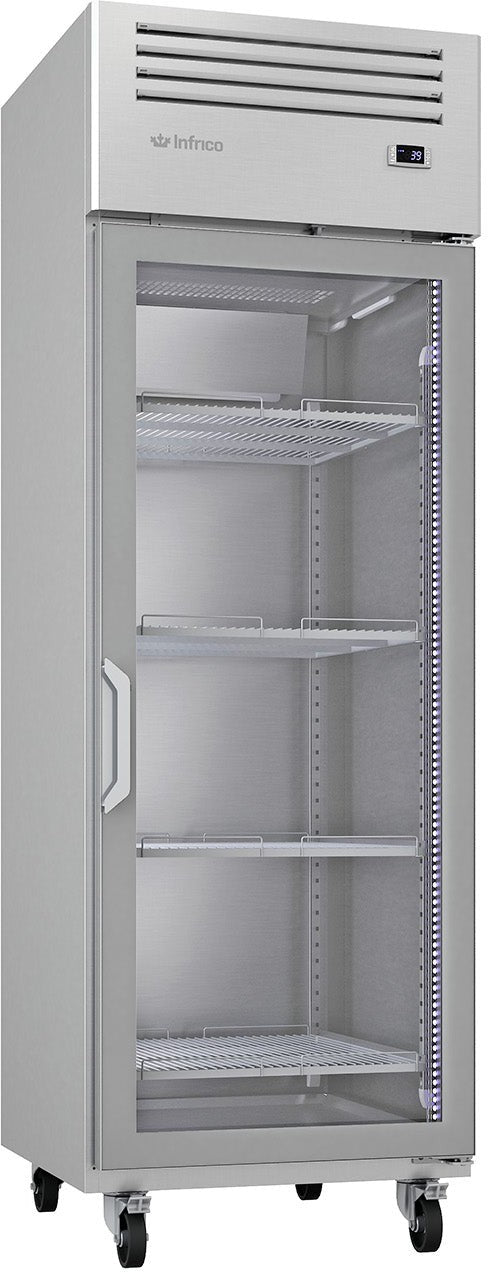 Infrico - 23 Ft. One Section Glass Door Reach In Top Mounted Refrigerator - IRR-AGB23CR