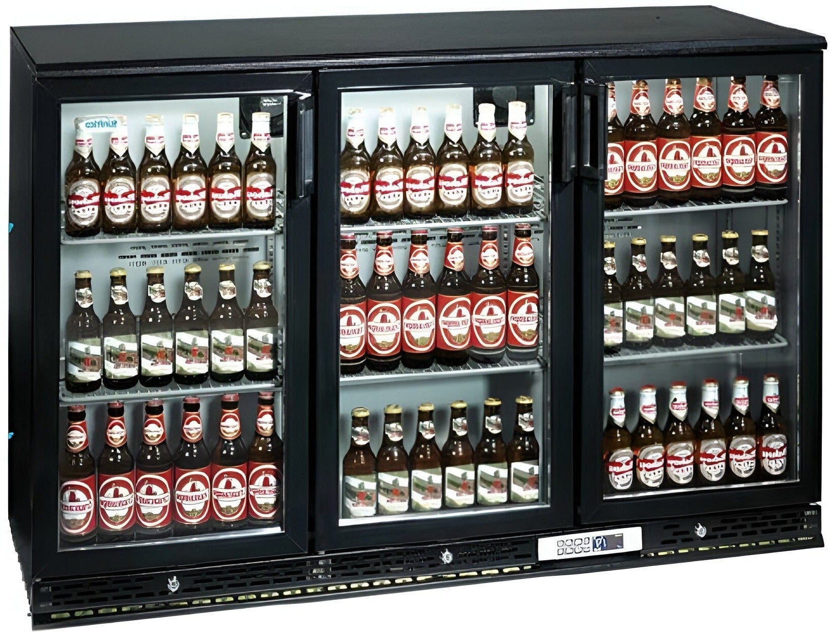 Infrico - 3 Glass Door Narrow Back Bar Cooler (Black) - IMD-ERV35 GD