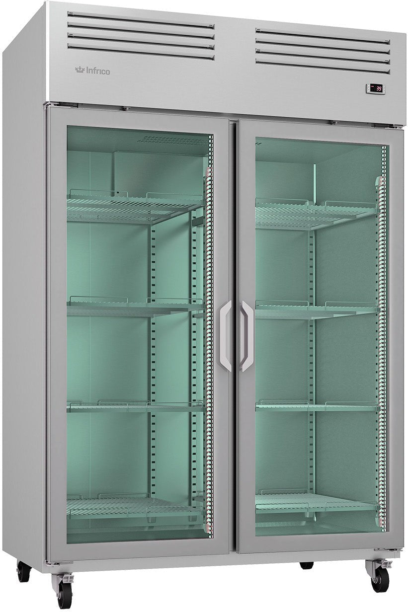 Infrico - 49 Ft. Two Section Glass Door Reach In Top Mounted Refrigerator - IRR-AGB49CR