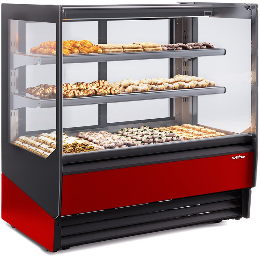 Infrico - 50" Straight Glass Pastry Display Case (2 Shelves) with Sliding Doors - IDC-VBR12PHT