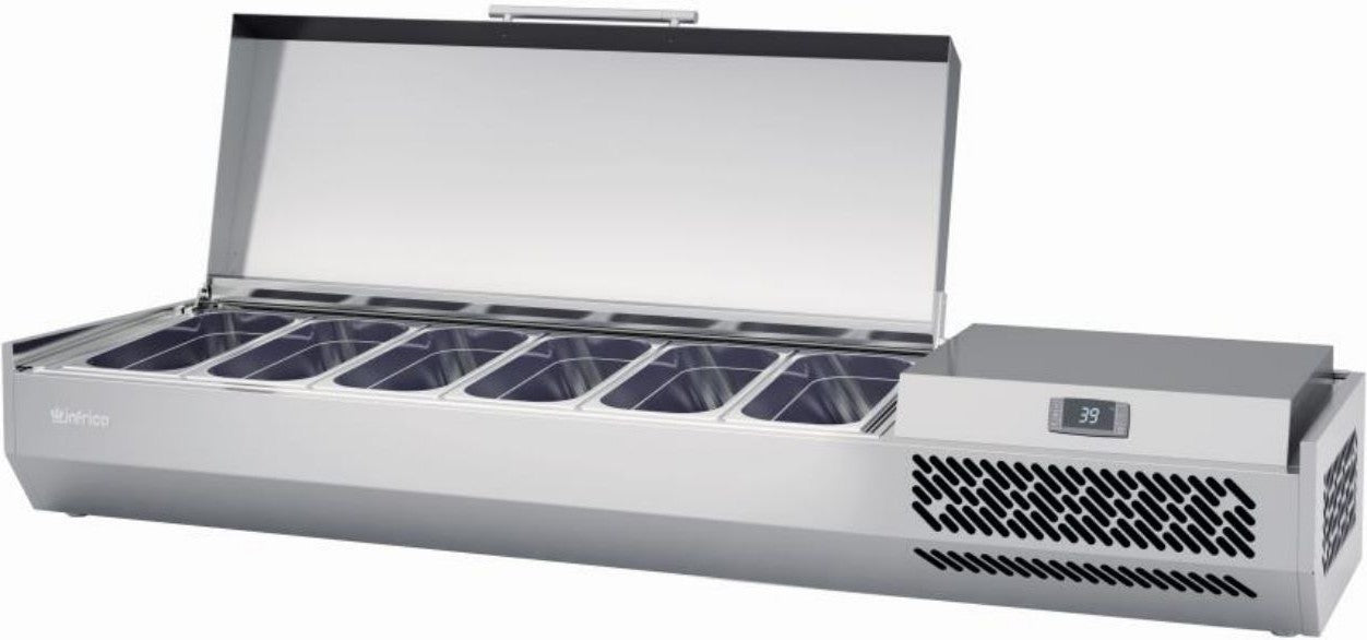 Infrico - 6 Pans Pizza Ingredient Display Case With Solid Lid - ICT-VIP1740B1/3SOLIDLID