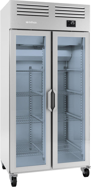 Infrico - Two Section Glass Door Slim Line Reach In Refrigerator - IRR-AGN600CR