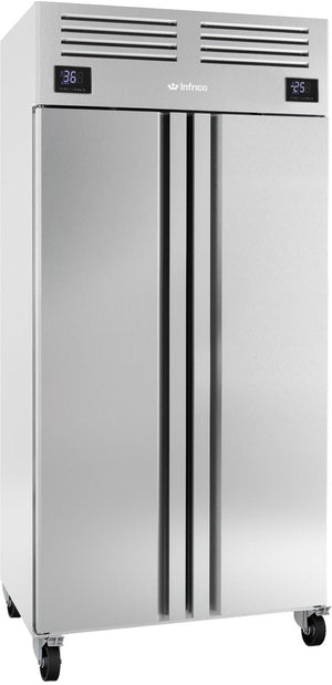 Infrico - Two Section Solid Door Slim Line Reach In Refrigerator & Freezer - IRR-AGN602MX