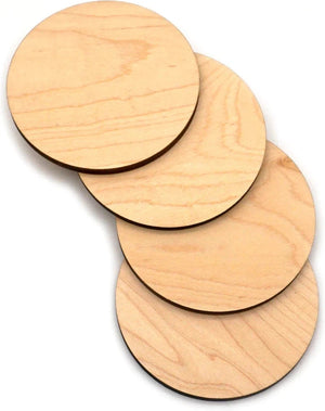 J.K. Adams - 4" x 0.31" Maple Round Coaster Set of 4 - MC-4R