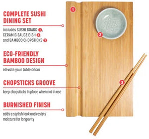 Joyce Chen - Burnished Bamboo Sushi Board Set - J55-1106