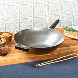 Joyce Chen - Professional Series 14" Carbon Steel Flat Bottom Wok With Phenolic Handles - J22-0060