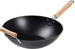 Joyce Chen - Professional Series 14" Cast Iron Flat Bottom Wok With Maple Handle - J23-0001