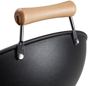 Joyce Chen - Professional Series 14" Cast Iron Flat Bottom Wok With Maple Handle - J23-0001