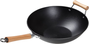 Joyce Chen - Professional Series 14" Cast Iron Flat Bottom Wok With Maple Handle - J23-0001