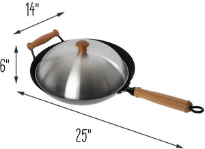 Joyce Chen - Professional Series 14" Excalibur Nonstick Flat Bottom Wok Set With Lid and Maple Handles - J22-9938