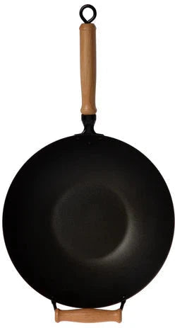 Joyce Chen - Professional Series 14" Excalibur Nonstick Flat Bottom Wok Set With Lid and Maple Handles - J22-9938