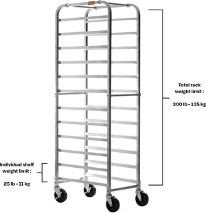 Julien - Rosko 16'' 12 Pan Rack, 5" Spacing, Aluminum - RO-RACK-1216-ALU