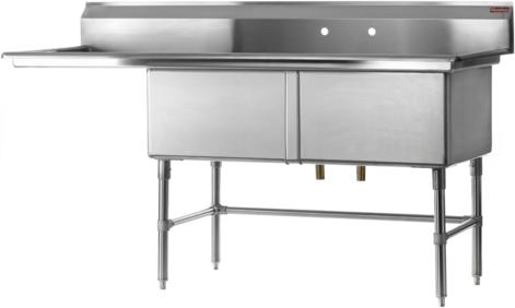 Julien - Rosko 18" x 18" Double-Bowl Sink, Left Drainboard, Stainless Steel - RO-SD-1818-L18