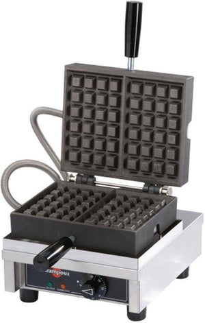 KRAMPOUZ - 4" x 6", 120 V Single Brussels Waffle Maker, 90° Opening - WECCBCAS