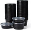 Kari-Out - 24 Oz Medium Round Black Plastic Containers with Lid Combo, Pack of 150 - MT1710B