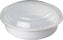 Kari-Out - 24 Oz Medium Round White Plastic Containers with Lid Combo, Pack of 150 - MT1710W