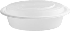 Kari-Out - 24 Oz White Plastic Bowl with Lid Combo, 200/Cs- 3200700