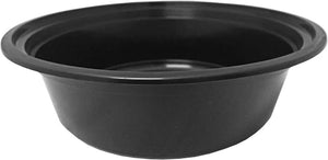 Kari-Out - 32 Oz Deep Round Black Plastic Containers with Lid Combo, Pack of 150 - MT0750B