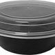 Kari-Out - 32 Oz Deep Round Black Plastic Containers with Lid Combo, Pack of 150 - MT0750B