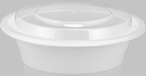 Kari-Out - 6" White Medium Round 16 Oz Plastic Containers with Lid Combo, 150/Cs - PL0610W