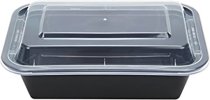 Kari-Out - 7" x 5" Medium Rectangle Black Plastic Containers with Lid Combo, Pack of 150 - MT6240B