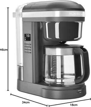 KitchenAid - 12 Cup Matte Charcoal Grey Drip Coffee Maker with Spiral Showerhead - KCM1208DG