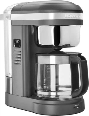 KitchenAid - 12 Cup Matte Charcoal Grey Drip Coffee Maker with Spiral Showerhead and Programmable Warming Plate - KCM1209DG